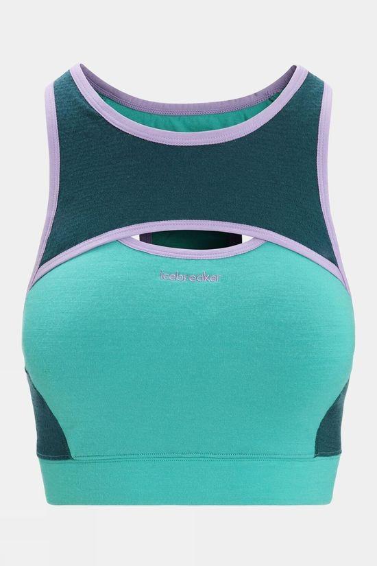 Icebreaker Womens ZoneKnit Sports Bra Green Size