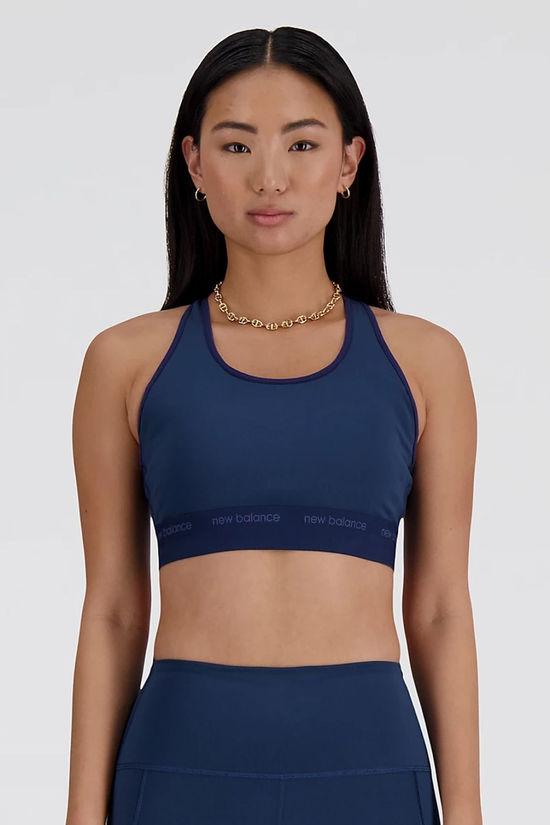 New Balance Womens Sleek Medium Support Pace Bra Navy Size