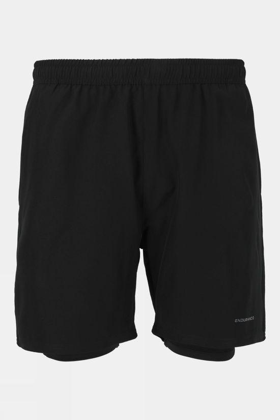 Endurance Mens Kros 2-In-1 Running Shorts Black Size