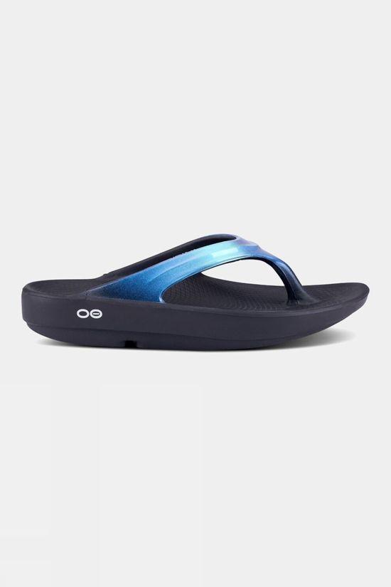 OOFOS Womens OOlala Luxe Flip Flops Blue Size 7