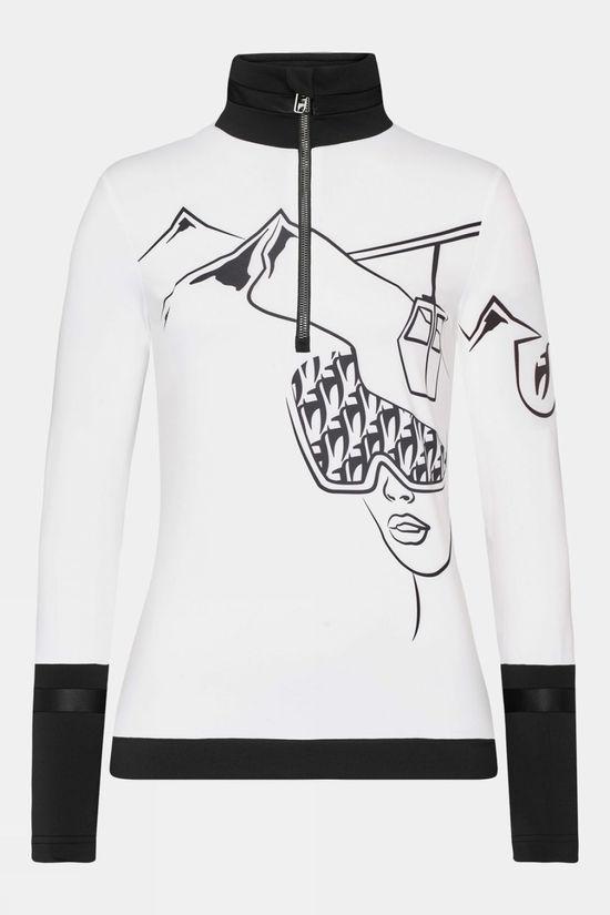 Toni Sailer Sports Womens Amie Gondola Half Zip Top White Size 12