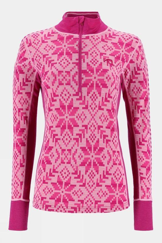 Kari Traa Womens Else Half Zip Baselayer Mid Pink Size