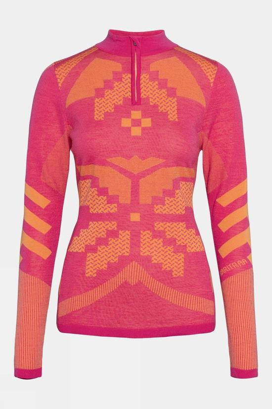 Kari Traa Womens Faith Half Zip Base Layer Top Mid Pink Size