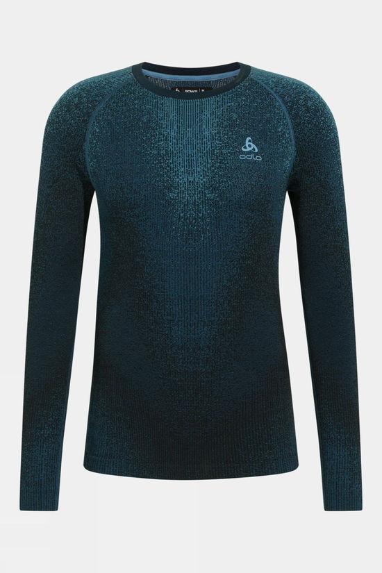 Odlo Mens Blackcomb Eco Crew Neck Base Layer Top Mid Blue Size