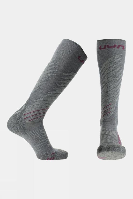 UYN Womens One Comfort Fit Ski Socks Mid Grey Size 7.5-8