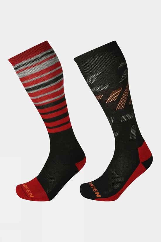 Lorpen Mens T1 Merino Mid Eco Ski Socks (2 Pack) Black Size