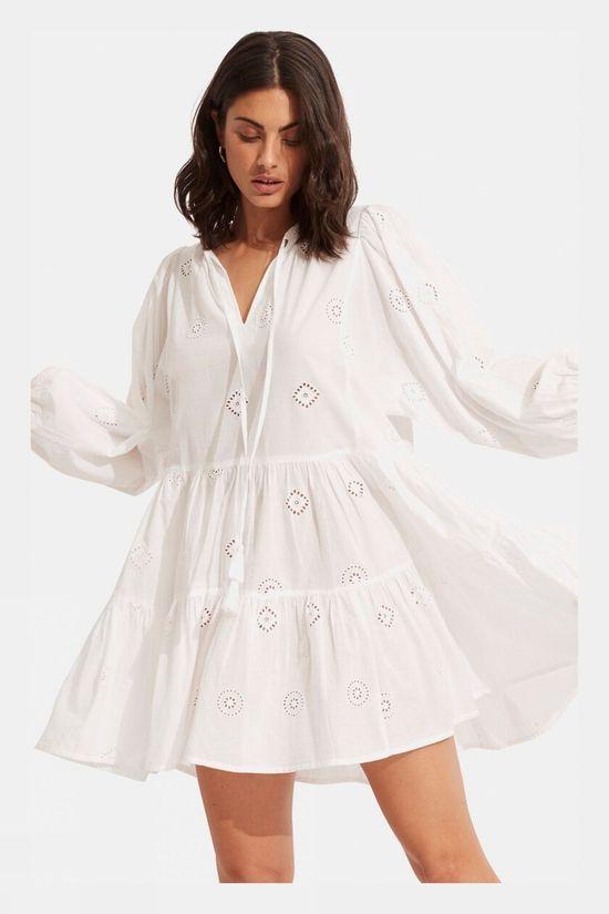 Seafolly Womens Embroidery Tiered Dress White Size