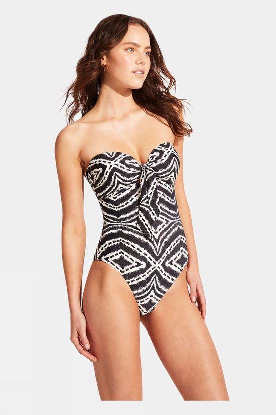 Seafolly Womens Twist Tie Front One Piece Swimsuit Black Size