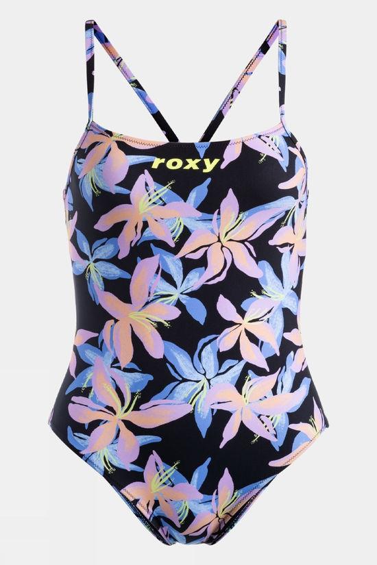 Roxy Womens Active Cross Back One Piece Swimsuit Purple Size