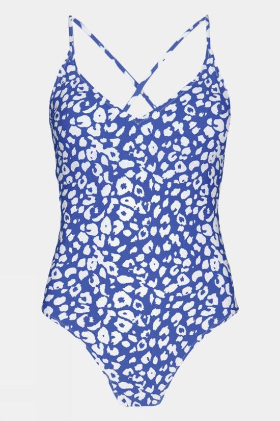 Barts Womens Des Plunge One Piece Swimsuit Blue Size 8