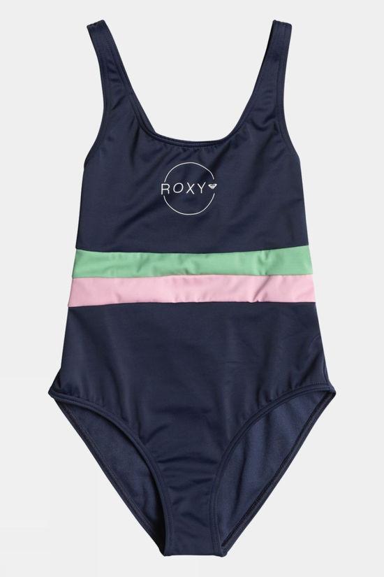 Roxy Girls Ilacabo Active One Piece Swimsuit Navy Size