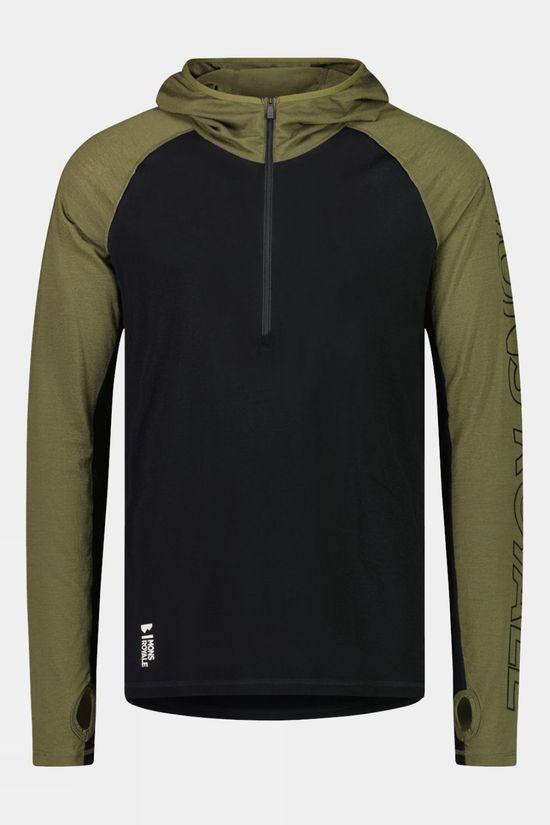 Mons Royale Mens Temple Merino Air-Con Tech Hood Olive Size