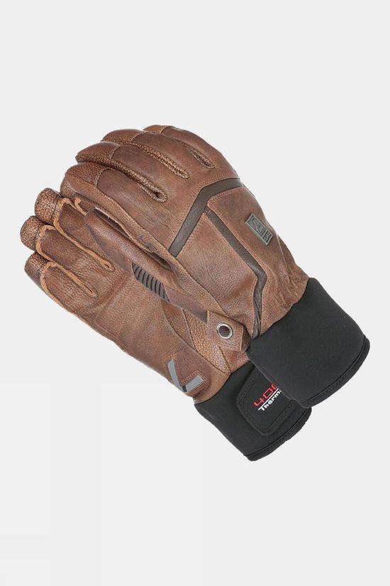 Level Mens Off Piste Leather Gloves Mid Brown Size M-L