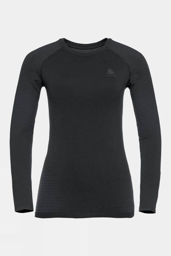 Odlo Womens Performance Warm Eco Long Sleeve Crew Neck Black Size