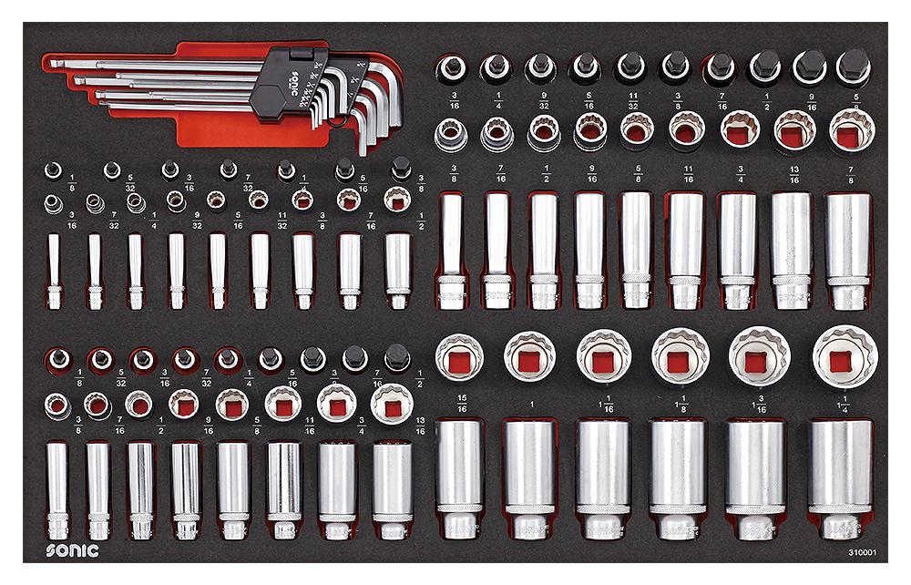 Sonic Socket set 1/4", 3/8" & 1/2", 12-point 100 pcs