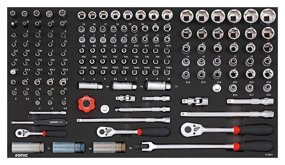 Sonic Socket Set 1/4", 3/8" & 1/2", SFS Jumbo pcs