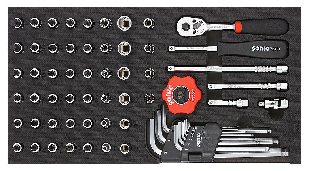 Sonic Socket set 1/4", SFS 1/3 61-piece