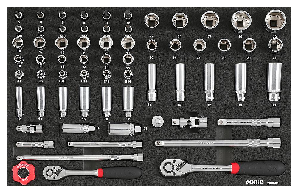 Sonic Socket Set 1/4" & 3/8", 65 Piece