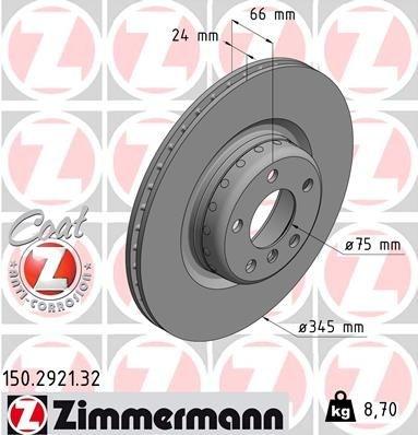 Brake Disc FORMULA F COAT Z 150.2921.32 Zimmermann