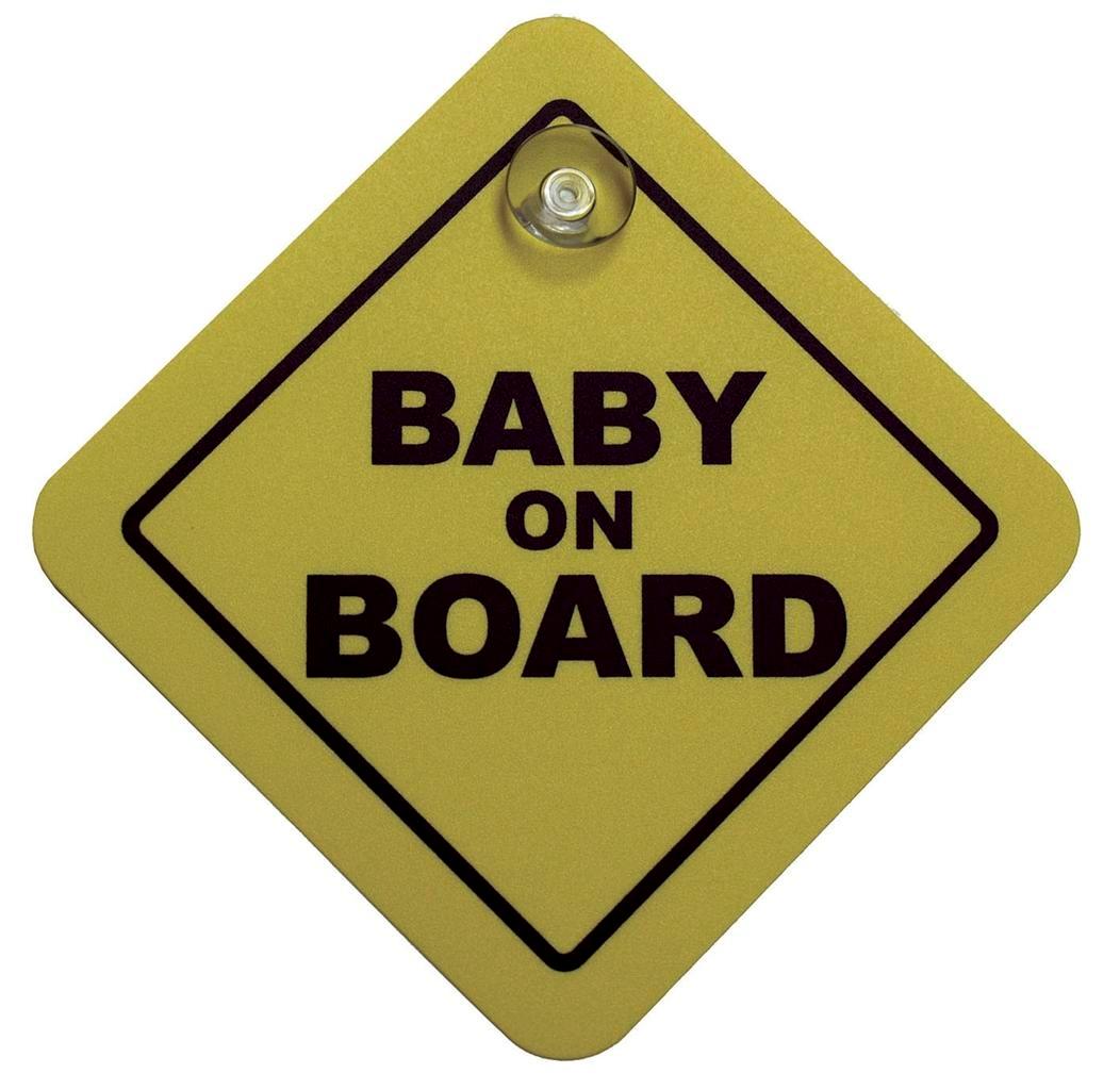 Sticker / Plate Baby On Board - yellow - 16x16cm