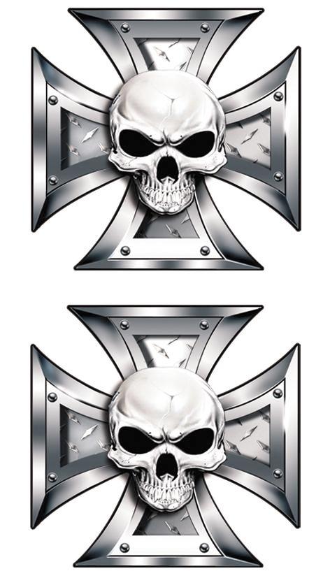 Stickerset Skull + BlackEyes in IronCross - 2x 8x8cm