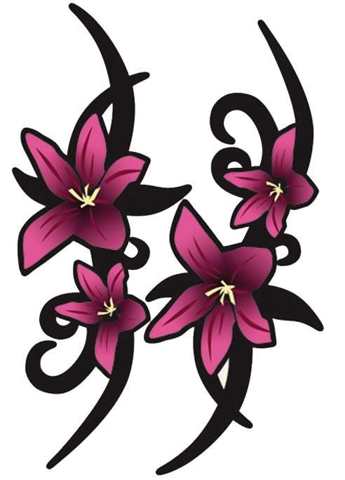 Stickerset Pink Tribal Flowers - 2x 23x9cm