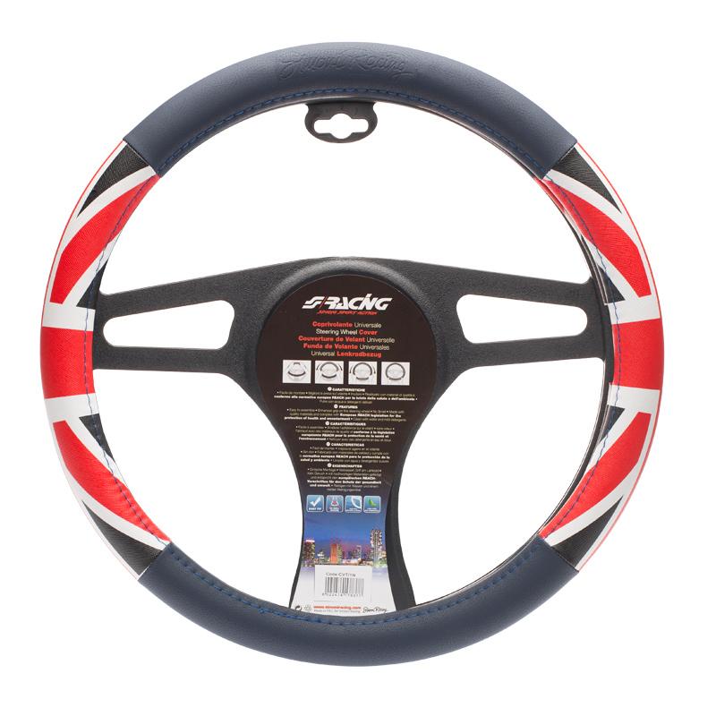 Simoni Racing Steering Wheel Cover UK Flag Blue/Red/White Leatherette