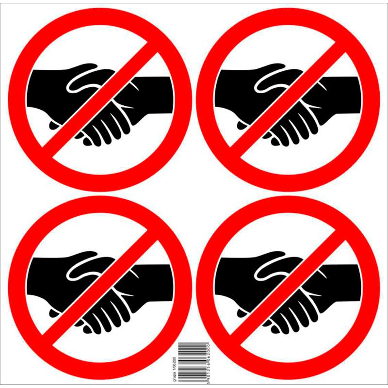 Sticker set Forbidden to shake hands - 4x 15cm