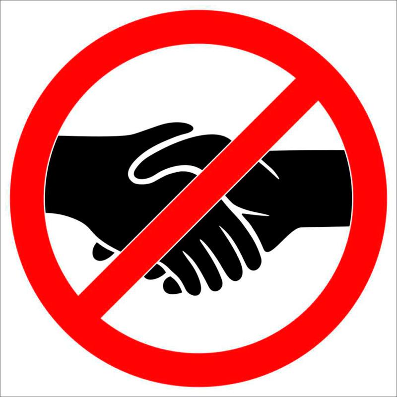 Sticker Forbidden to shake hands - 32cm