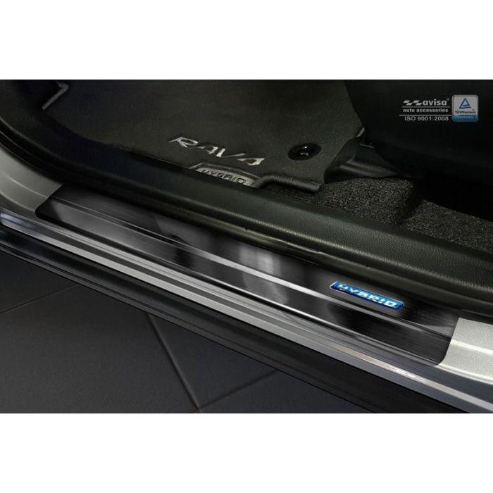 Black stainless steel door sills Toyota C-HR 2016- & RAV4 IV FL 2016-2018 - 'Hybrid' - 4-piece