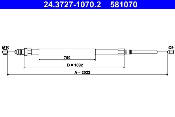 Cable, parking brake 24.3727-1070.2 ATE