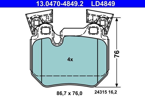 Brake Pad Set, disc brake ATE Ceramic 13.0470-4849.2