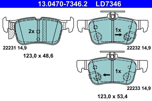 Brake Pad Set, disc brake ATE Ceramic 13.0470-7346.2