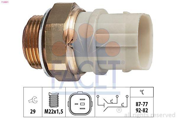 Temperature Switch, radiator fan Made in Italy - OE Equivalent 7.5651 Facet