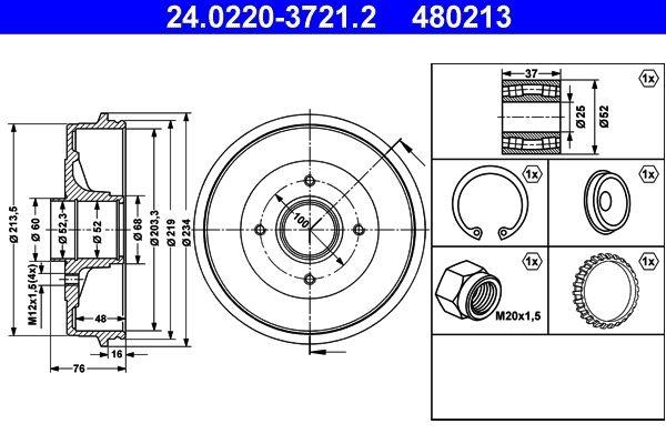 Brake drum 24.0220-3721.2 ATE