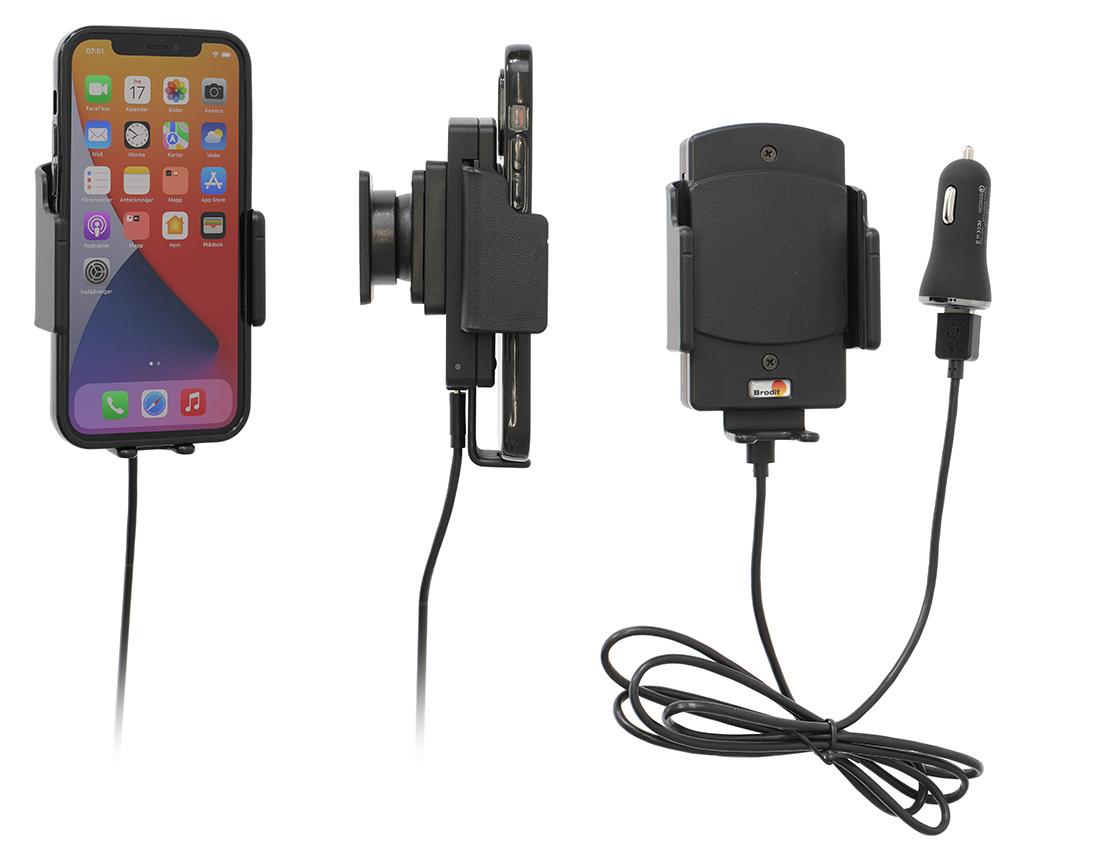 Universal adjustable Qi holder/charger 61-83/6-11mm USB sig.plug