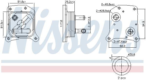 Oil cooler, engine oil 91438 Nissens