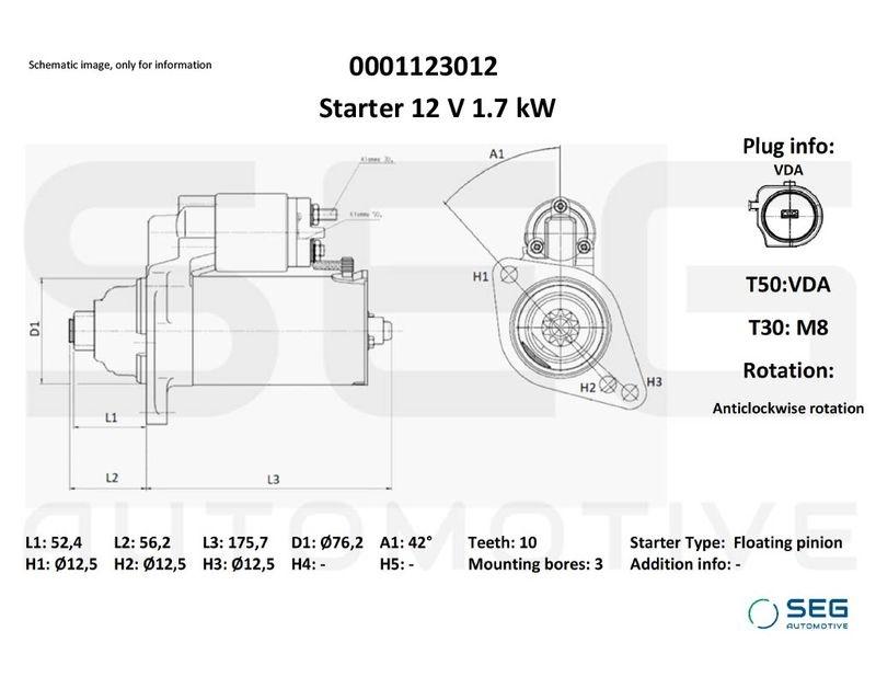 Starter Volkswagen 1.7 kW