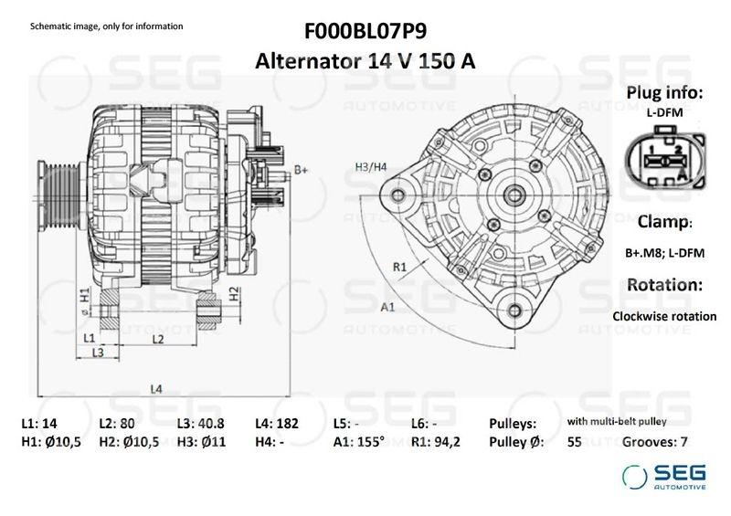 Alternator Fiat / Iveco 150A