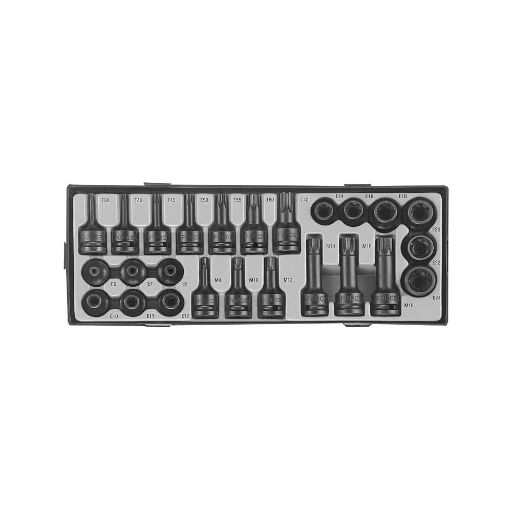 1/2" piece Dr. Impact torx socket & torx and multi-tooth socket wrench bit set