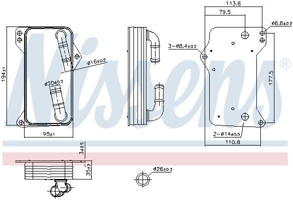 Oil cooler, Automatic Transmission 91505 Nissens