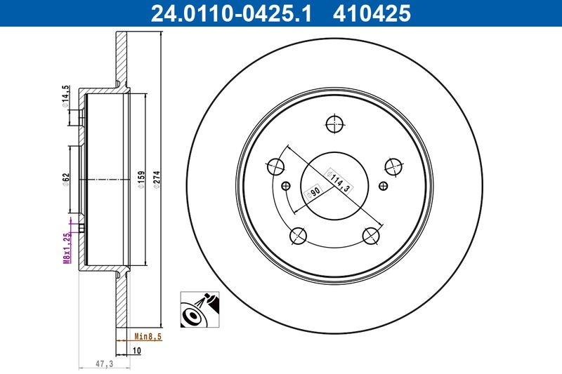 Brake Disc 24.0110-0425.1 ATE