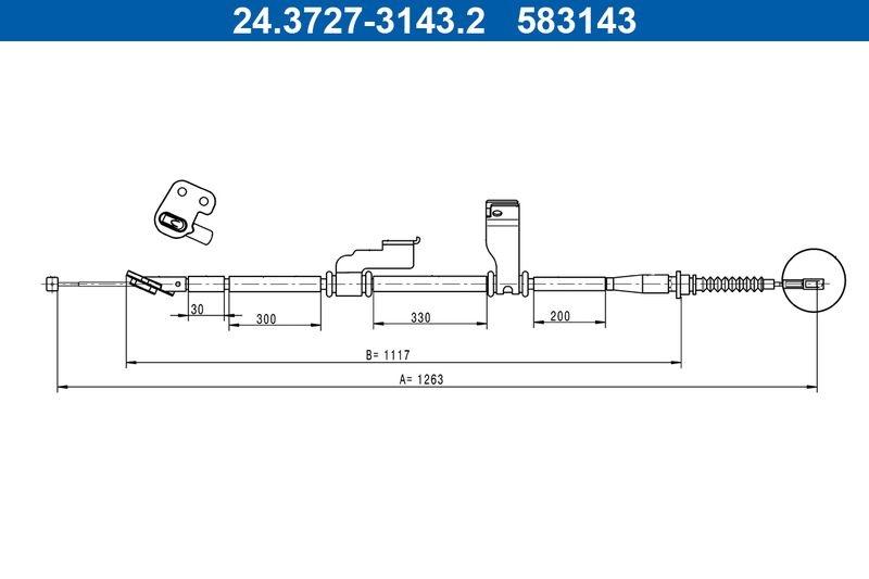 Traction cable, Parking Brake 24.3727-3143.2 ATE