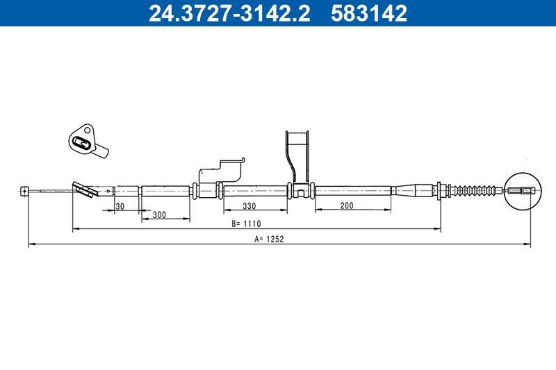 Traction cable, Parking Brake 24.3727-3142.2 ATE