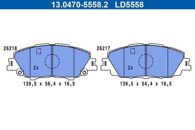 Brake pad set, disc brake 13.0470-5558.2 ATE