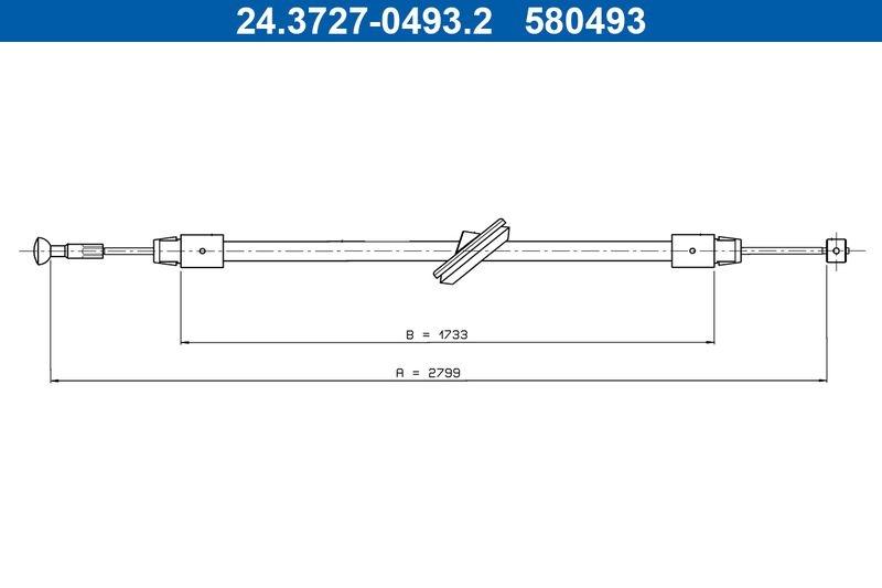 Traction cable, Parking Brake 24.3727-0493.2 ATE