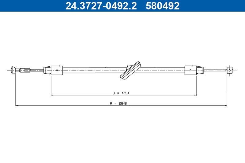 Traction cable, Parking Brake 24.3727-0492.2 ATE