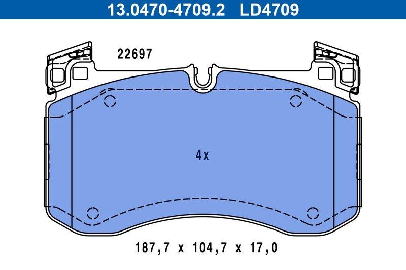 Brake pad set, disc brake 13.0470-4709.2 ATE