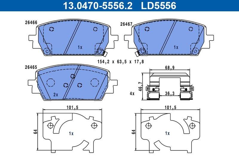 Brake pad set, disc brake 13.0470-5556.2 ATE