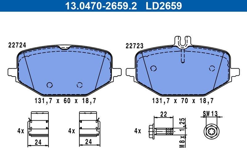 Brake pad set, disc brake 13.0470-2659.2 ATE